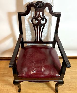 Sillón Estilo Chippendale Piel y Madera