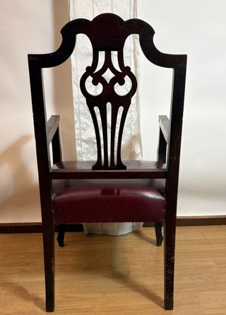 Sillón Estilo Chippendale Piel y Madera