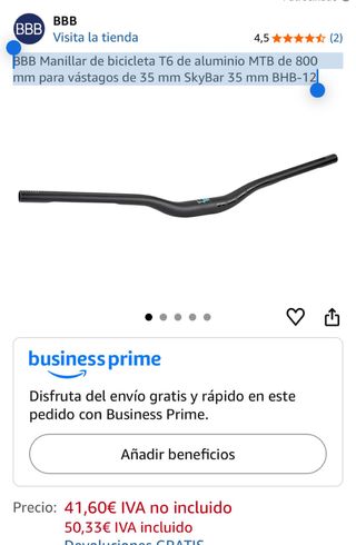 Manillar BBB MTB Aluminio 800mm