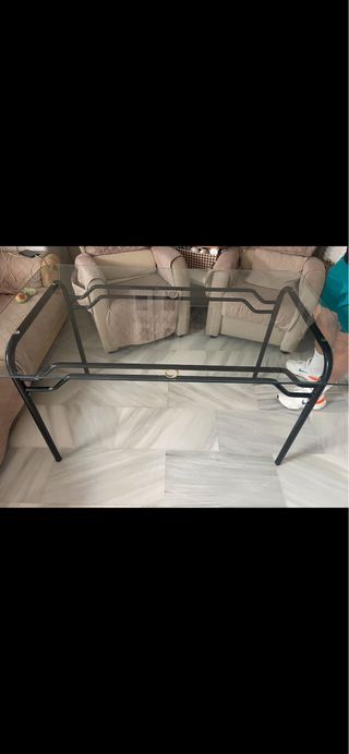 Mesa de centro cristal y hierro negro