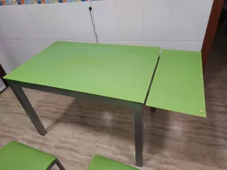 Mesa de cocina extensible cristal y metal