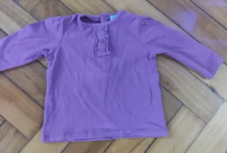 Camiseta bebé manga larga burdeos