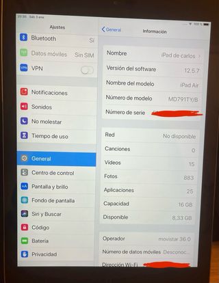 iPad Air wifi + Celular Plata 16Gb.