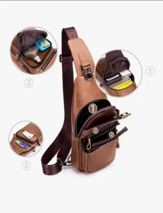 Bolso Crossbody Hombre de Piel Marrón. NUEVO!!