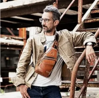 Bolso Crossbody Hombre de Piel Marrón. NUEVO!!