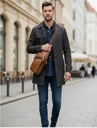 Bolso Crossbody Hombre de Piel Marrón. NUEVO!!