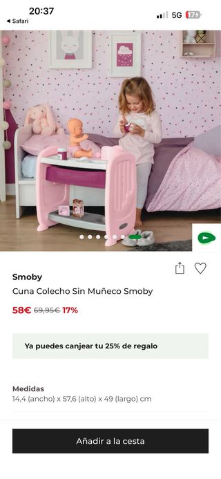 Cuna colecho y cambiador Smoby
