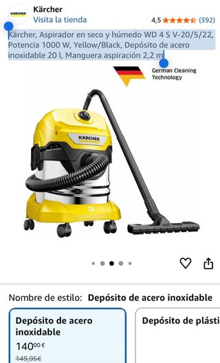 Aspirador Kärcher WD 4 S Húmedo/Seco