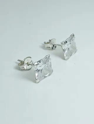 Pendientes Plata 925 Cuadrados Circonitas
