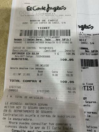 Aspiradora AEG como nueva (1 uso)