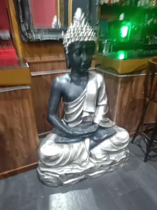 Figura Buda Grande Piedra Gris Plata