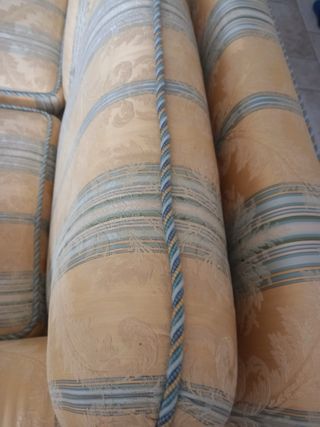 Divano 2 posti tessuto beige e blu