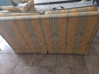 Divano 2 posti tessuto beige e blu