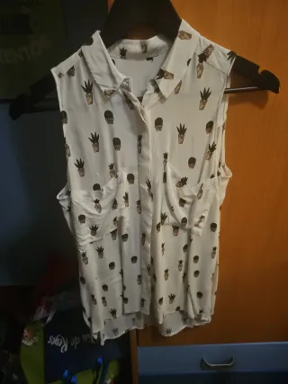 Camisa chaleco estampado piñas blanca