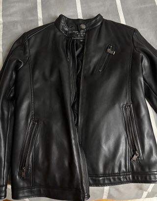 Cazadora Guess Piel Negra Talla M Niño
