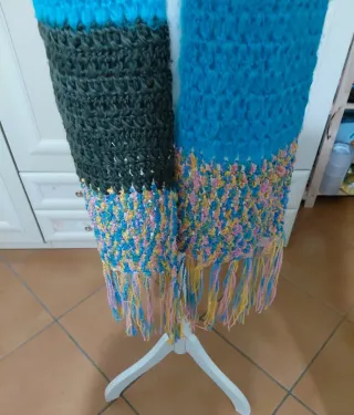 Sciarpa fatta a mano vintage multicolore