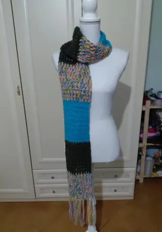 Sciarpa fatta a mano vintage multicolore