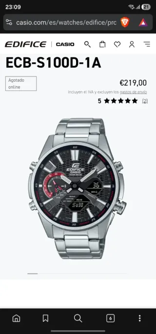 Casio Edifice ECB-S1000D-1AEF Reloj Solar