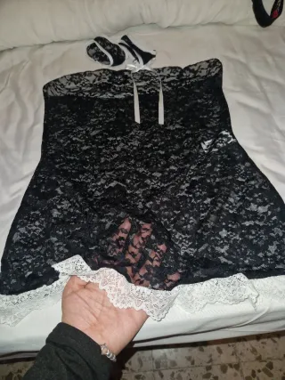 Vestido sexy encaje negro talla única