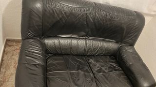 Sofá de piel negro 2 plazas