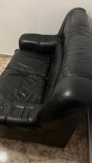 Sofá de piel negro 2 plazas