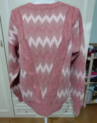 Maglione vintage rosa zigzag
