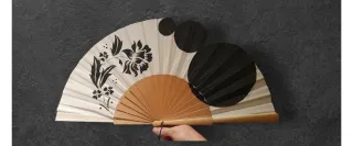 Abanico pericon blanco y negro de 30cm