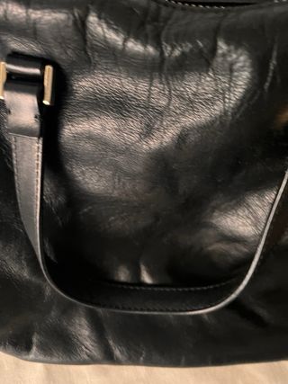 Bolso Zara Piel Negro Tachuelas Doradas Bandolera