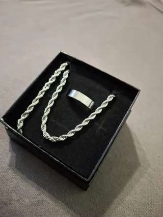 Set Collana, Bracciale e Anello Acciaio