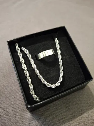 Set Collana, Bracciale e Anello Acciaio