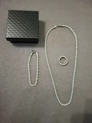 Set Collana, Bracciale e Anello Acciaio