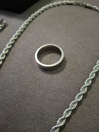 Set Collana, Bracciale e Anello Acciaio