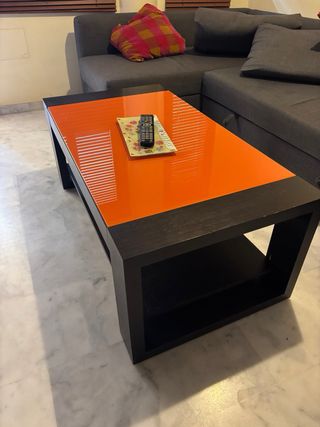 Mesa de centro elevable madera y cristal