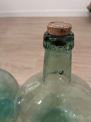 Garrafa damajuana antigua Viresa cristal verde