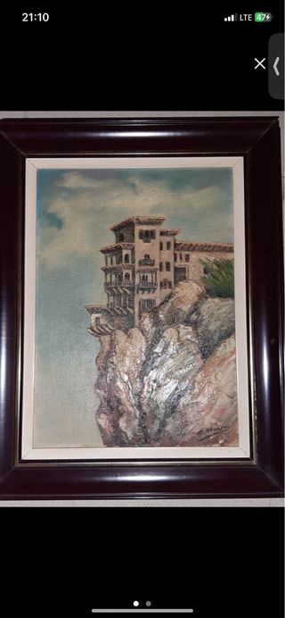 Cuadro antiguo R. Navarro Casas Colgadas