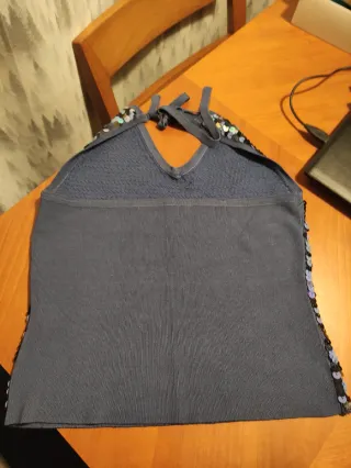 Top lentejuelas azul halter