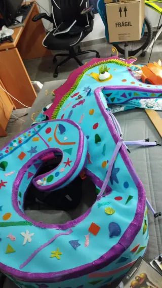 4 Disfraz Caballito de Mar Naranja y Turquesa