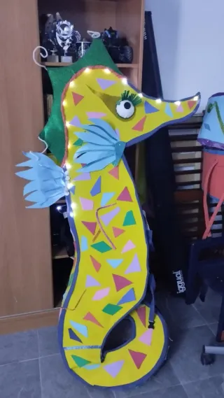 4 Disfraz Caballito de Mar Naranja y Turquesa