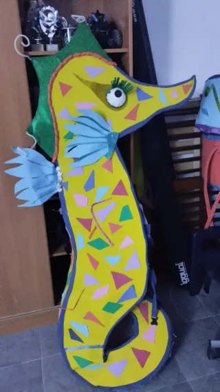 4 Disfraz Caballito de Mar Naranja y Turquesa