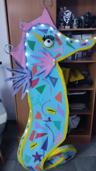 4 Disfraz Caballito de Mar Naranja y Turquesa