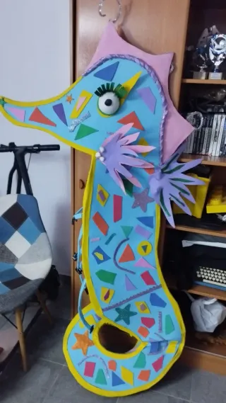 4 Disfraz Caballito de Mar Naranja y Turquesa