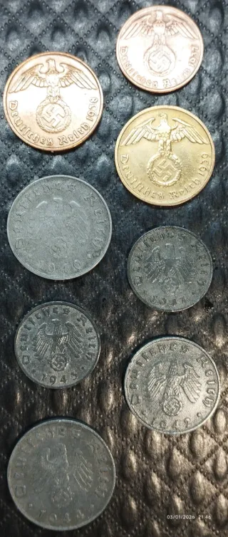 8 Monedas antiguas alemanas III Reich 2GM