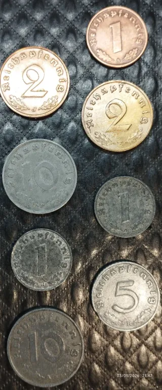 8 Monedas antiguas alemanas III Reich 2GM