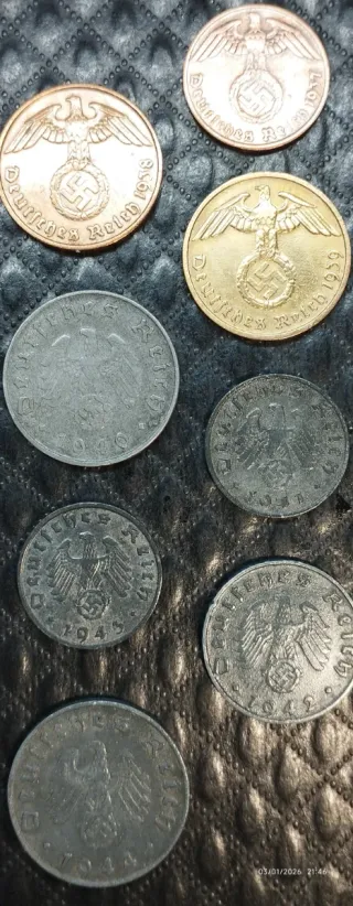 8 Monedas antiguas alemanas III Reich 2GM