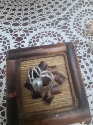 Broches y pendientes dorados y rojos