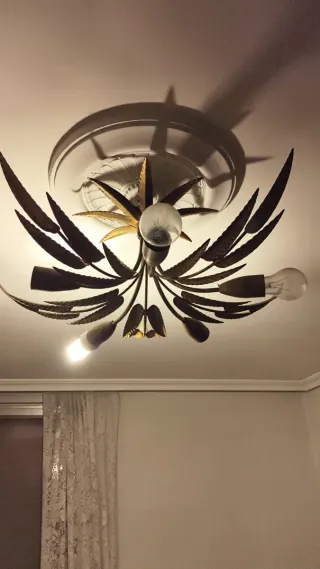 Lámpara araña palmera metal y cristal