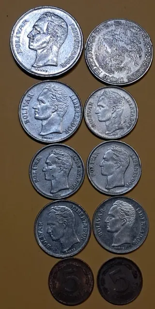 1 Peso Mexicano y 9 Monedas Venezuela