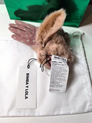 Bimba y Lola Guantes Rosas Lunares Nuevos