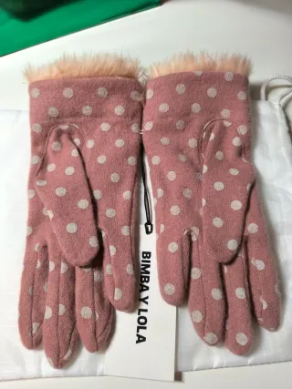 Bimba y Lola Guantes Rosas Lunares Nuevos