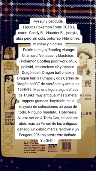 Pokémon Tomy tazos Bayblade Hotwheels Dragón ball